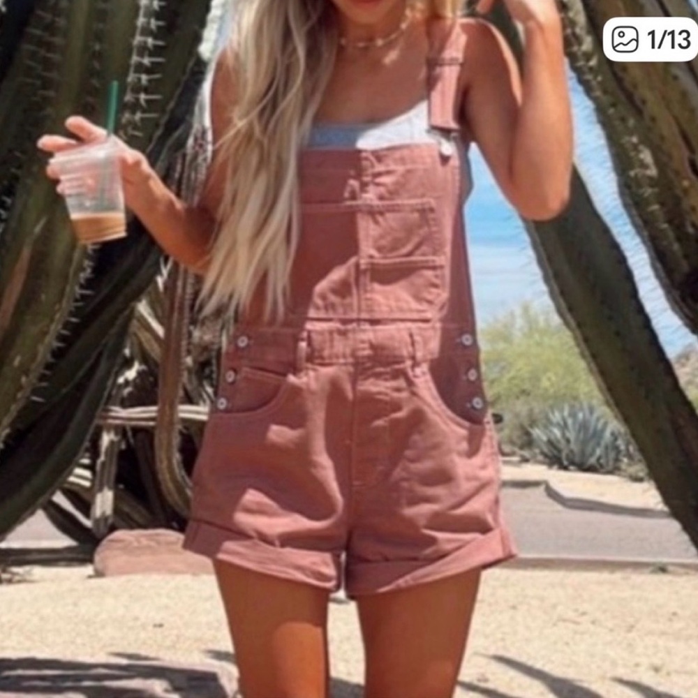 Free People We the Free Ziggy Denim Shortalls. Rose